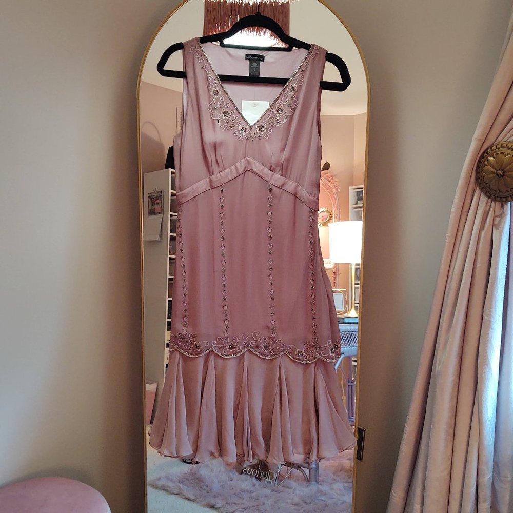 MODA International Size 6 Dusty Plum Sleeveless Flounce Dress